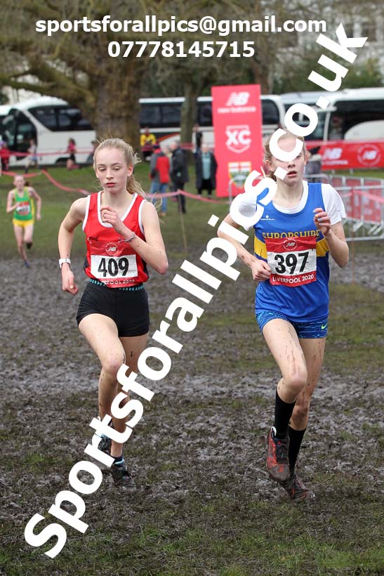 Junior girls, 2020 New Balance English Schools Champs., Sefton Park, Liverpool. Photo: David T. Hewitson/Sports for All Pics